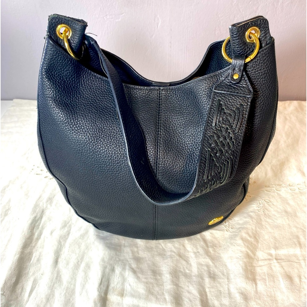 Vince Camuto, black hobo shoulder bag with guitar style strap